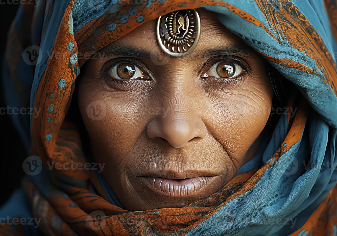 AI generated Beautiful elderly Indian woman. Woman's Day. Tradition and culture. photo