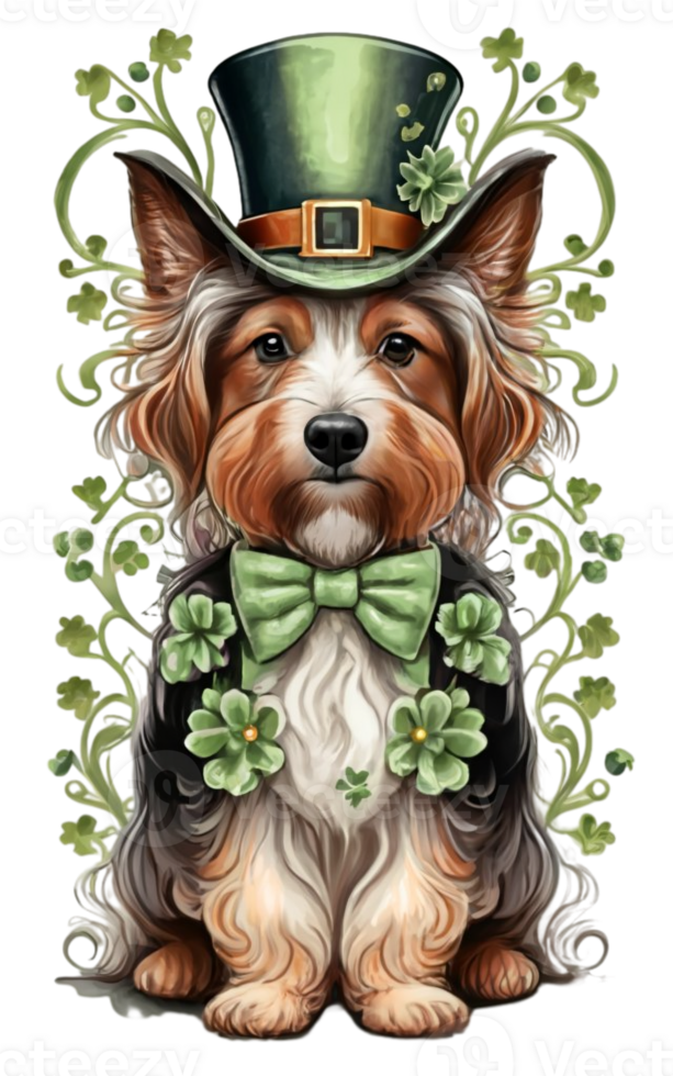 AI generated dog  graphic for saint patrick's day png