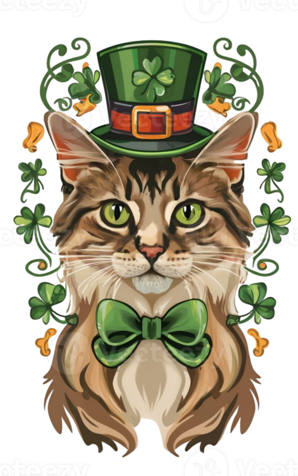 AI generated cat graphic for saint patrick's day png
