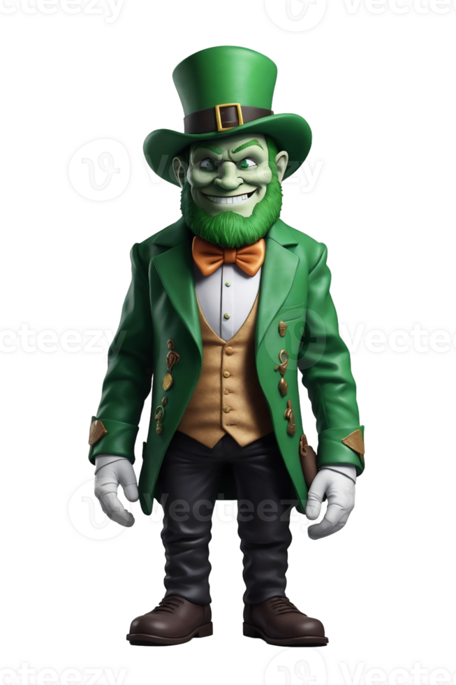 AI generated happy and standing cute leprechaun ultra realistic png