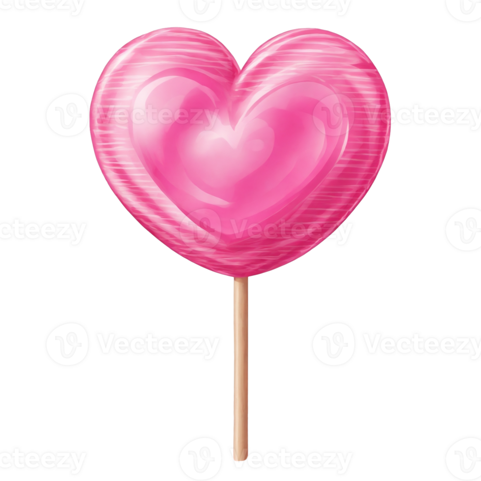 AI generated graphics of a  pink heart-shaped lollipop png