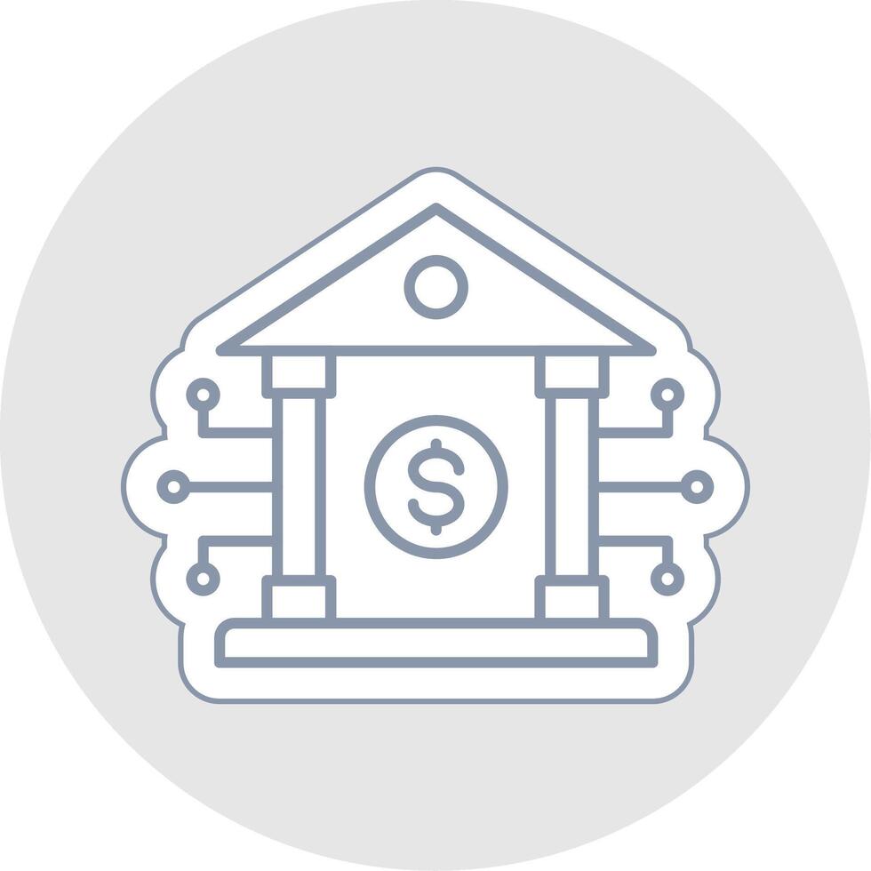 Banking System Line Sticker Multicolor Icon vector