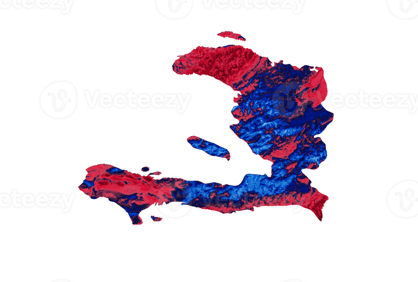 mapa de haití con los colores de la bandera azul y rojo mapa en relieve sombreado ilustración 3d png