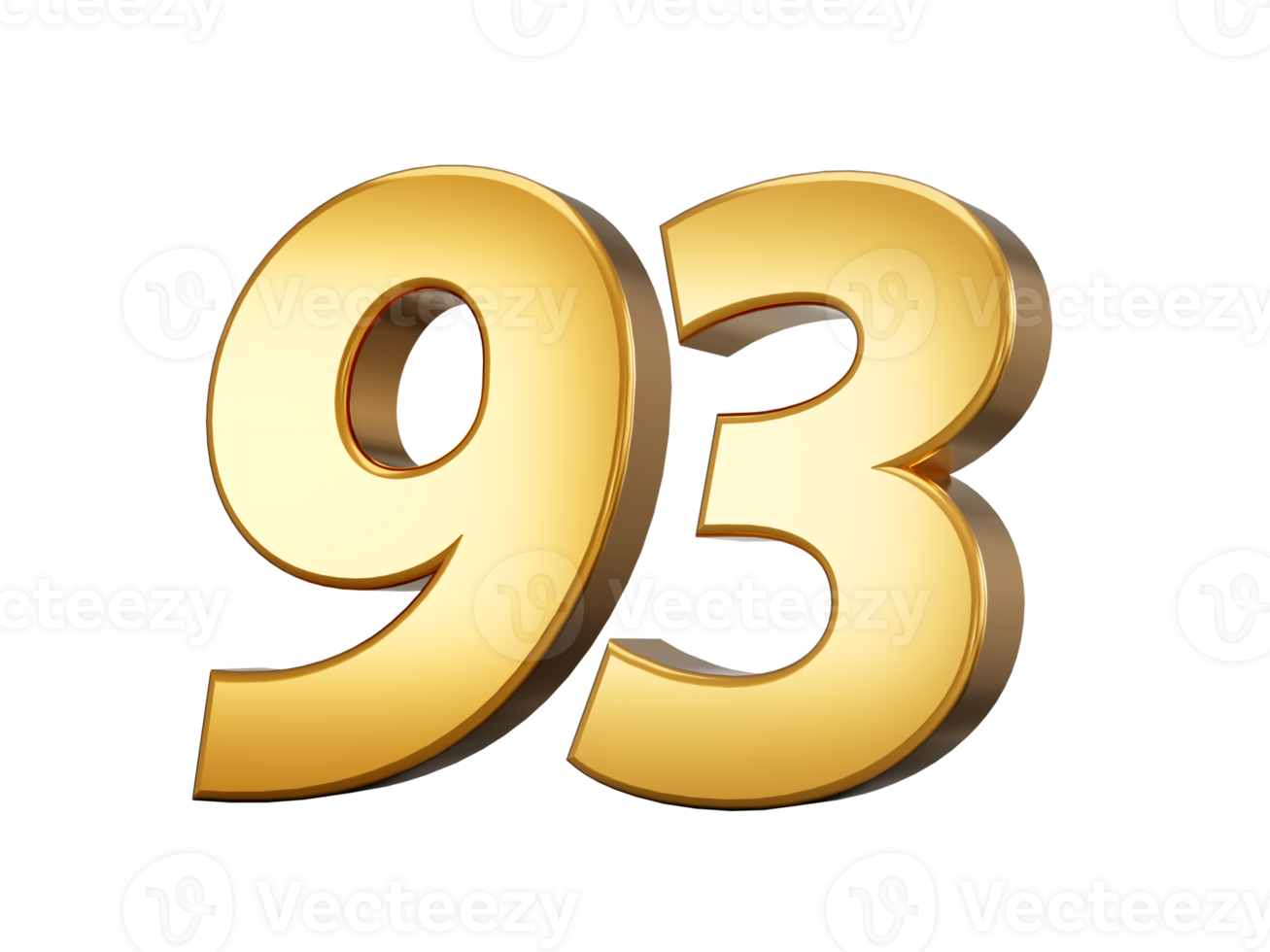 3d Shiny Gold Number 93, Ninety Three 3d Gold Number, 3d illustration png