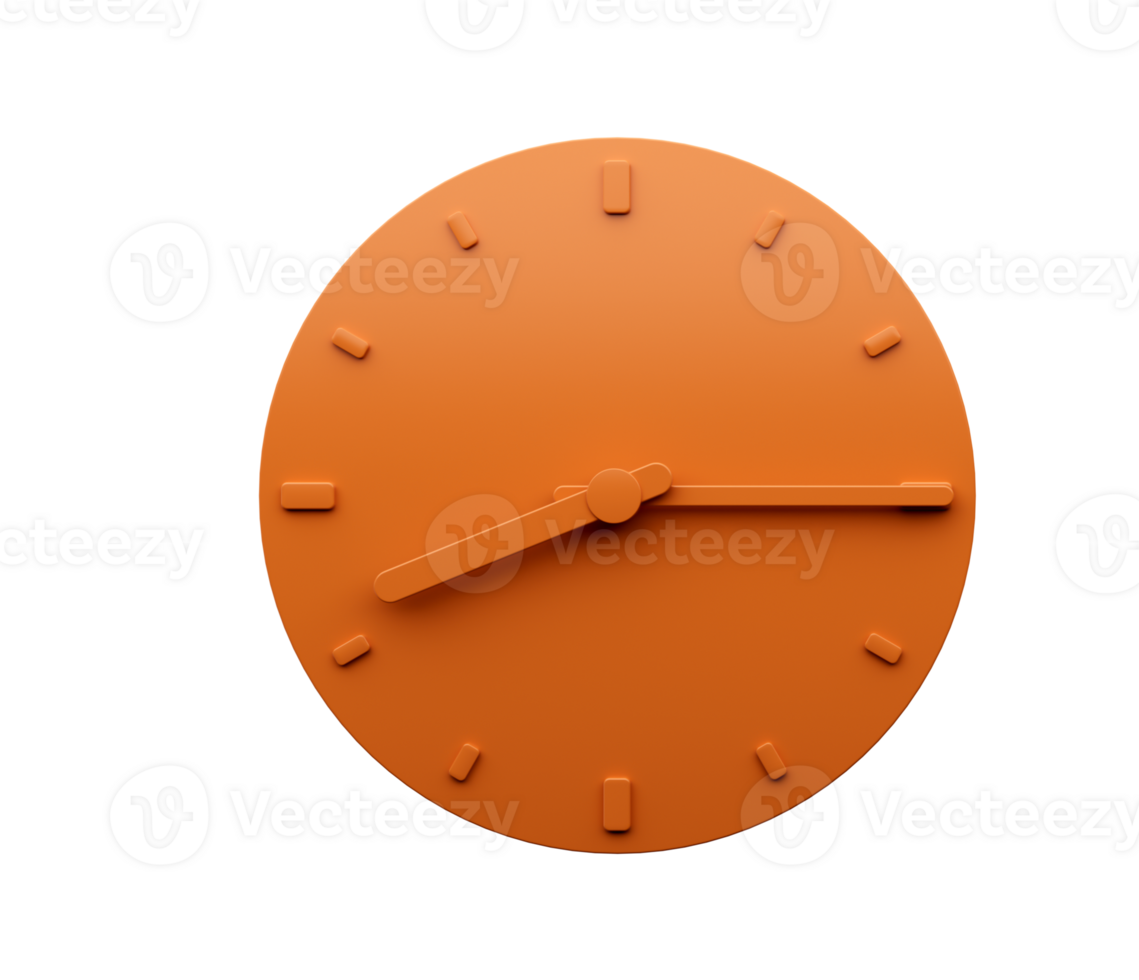 Minimal Orange clock quarter past Eight o'clock abstract Minimalist
