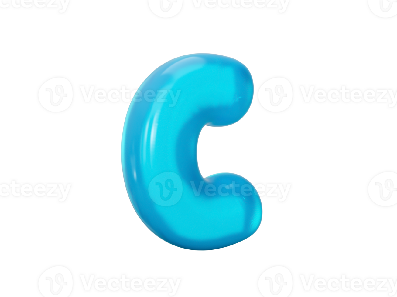 Aqua Blue jelly C letter - 3d illustration png