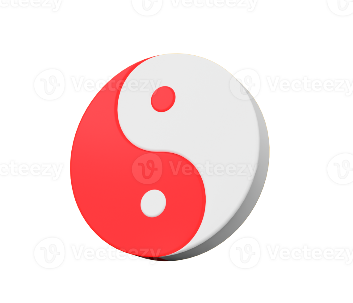 3d Red And White Yin And Yang Symbol of Harmony And Balance, 3d illustration png