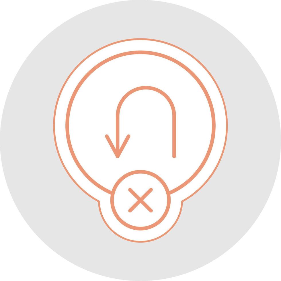 No U Turn Line Sticker Multicolor Icon vector
