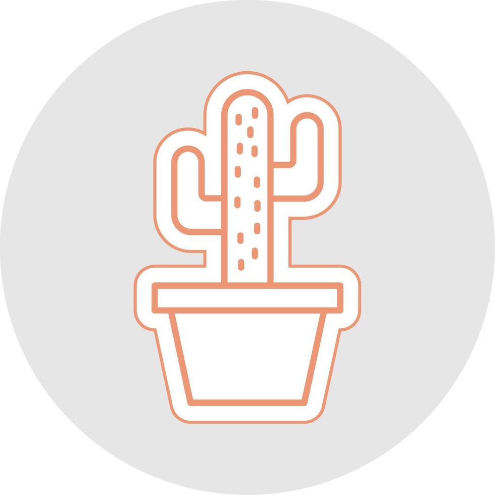 Cactus Line Sticker Multicolor Icon vector