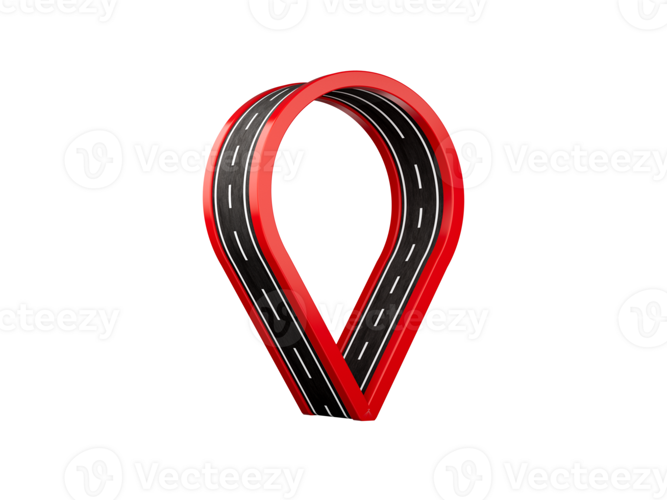 Red Location Map pin icon made with asphalt Track Road 3d illustration png