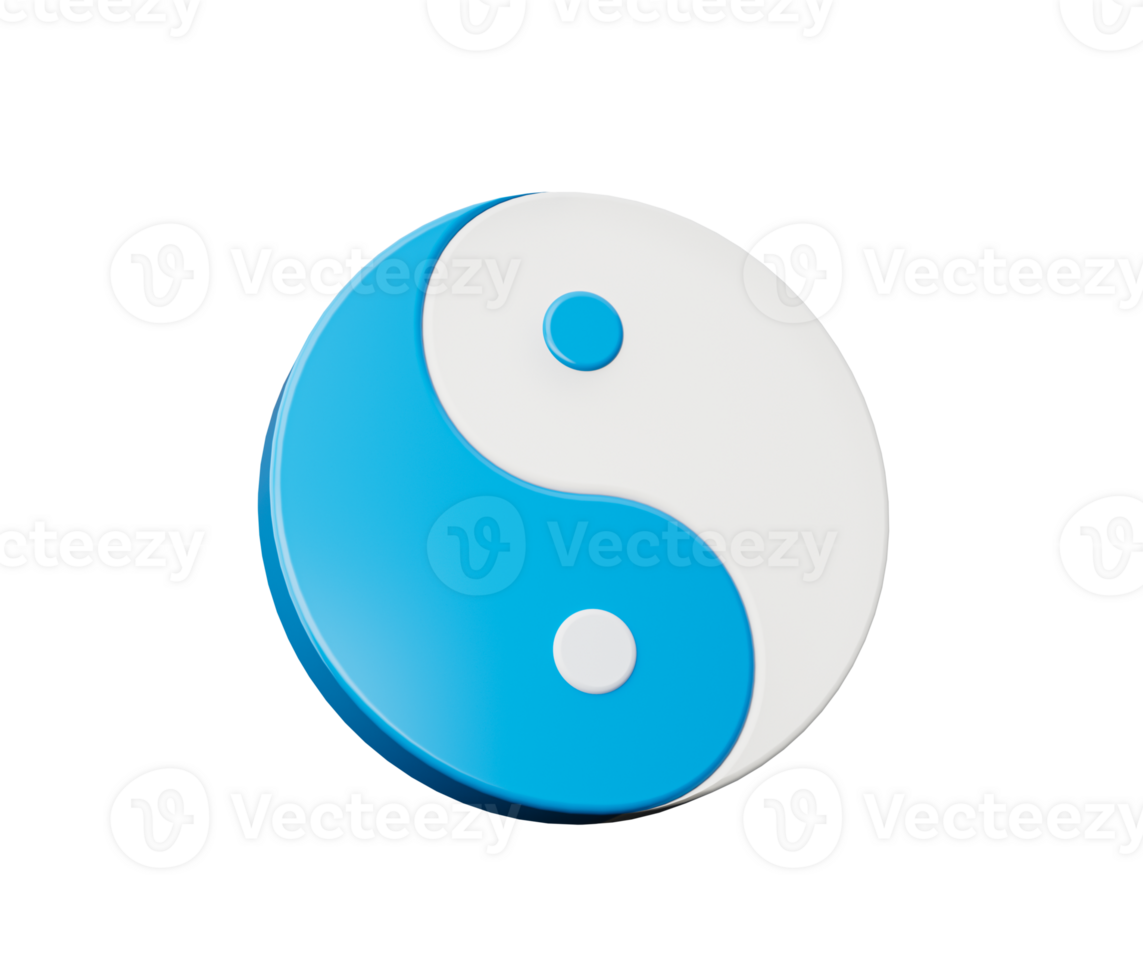 3d Blue And White Yin And Yang Symbol of Harmony And Balance, 3d illustration png