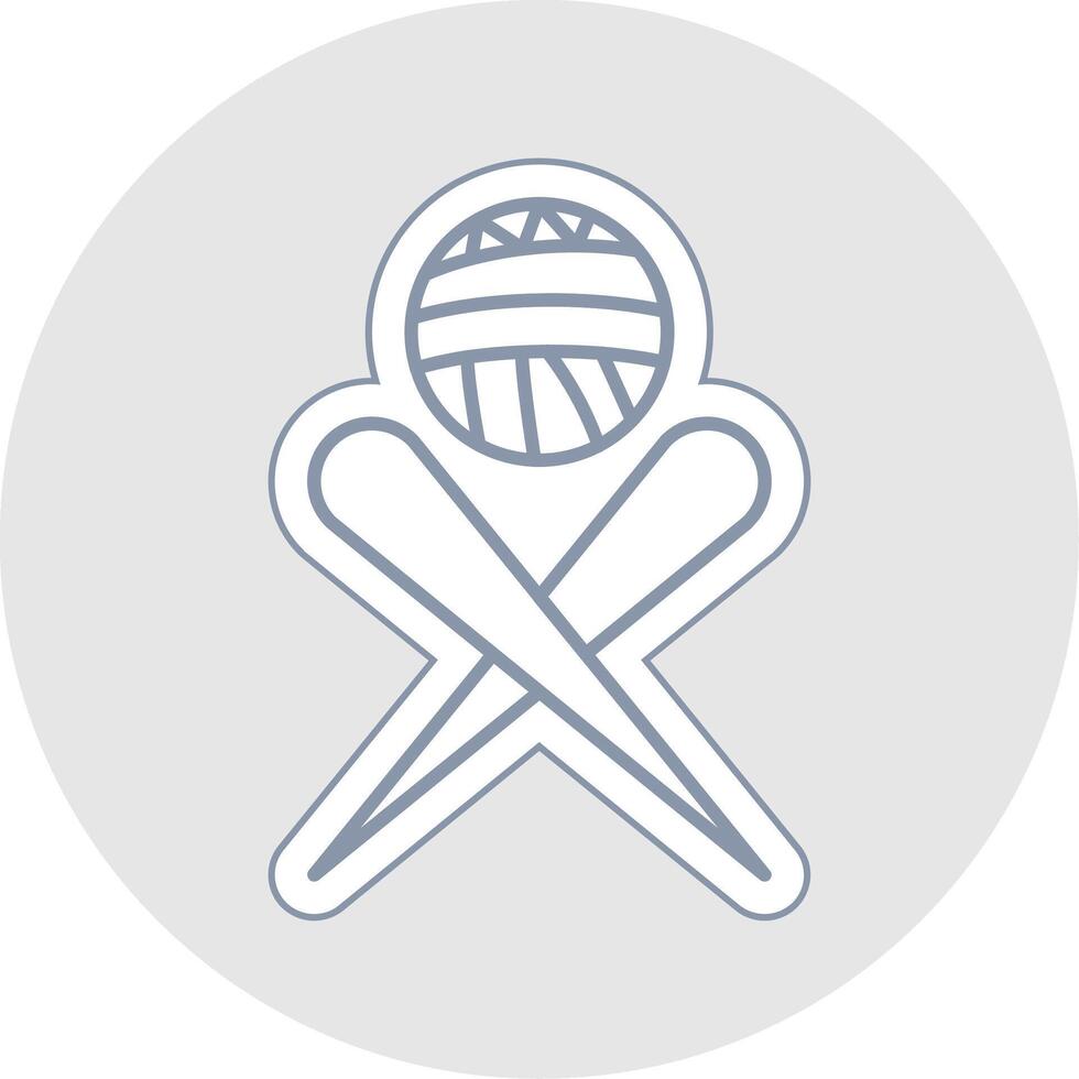 Knitting Needles Line Sticker Multicolor Icon vector