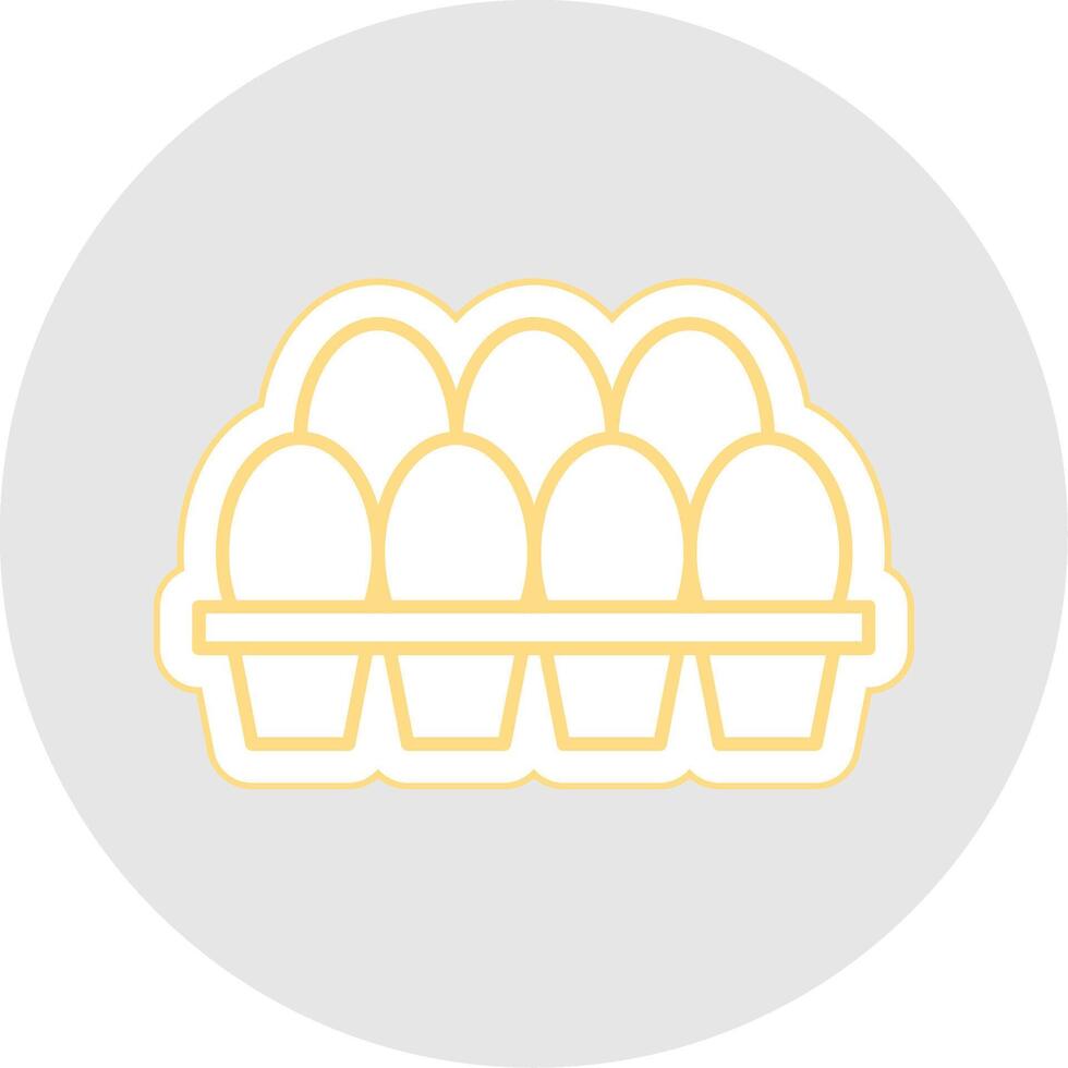 Egg Tray Line Sticker Multicolor Icon vector
