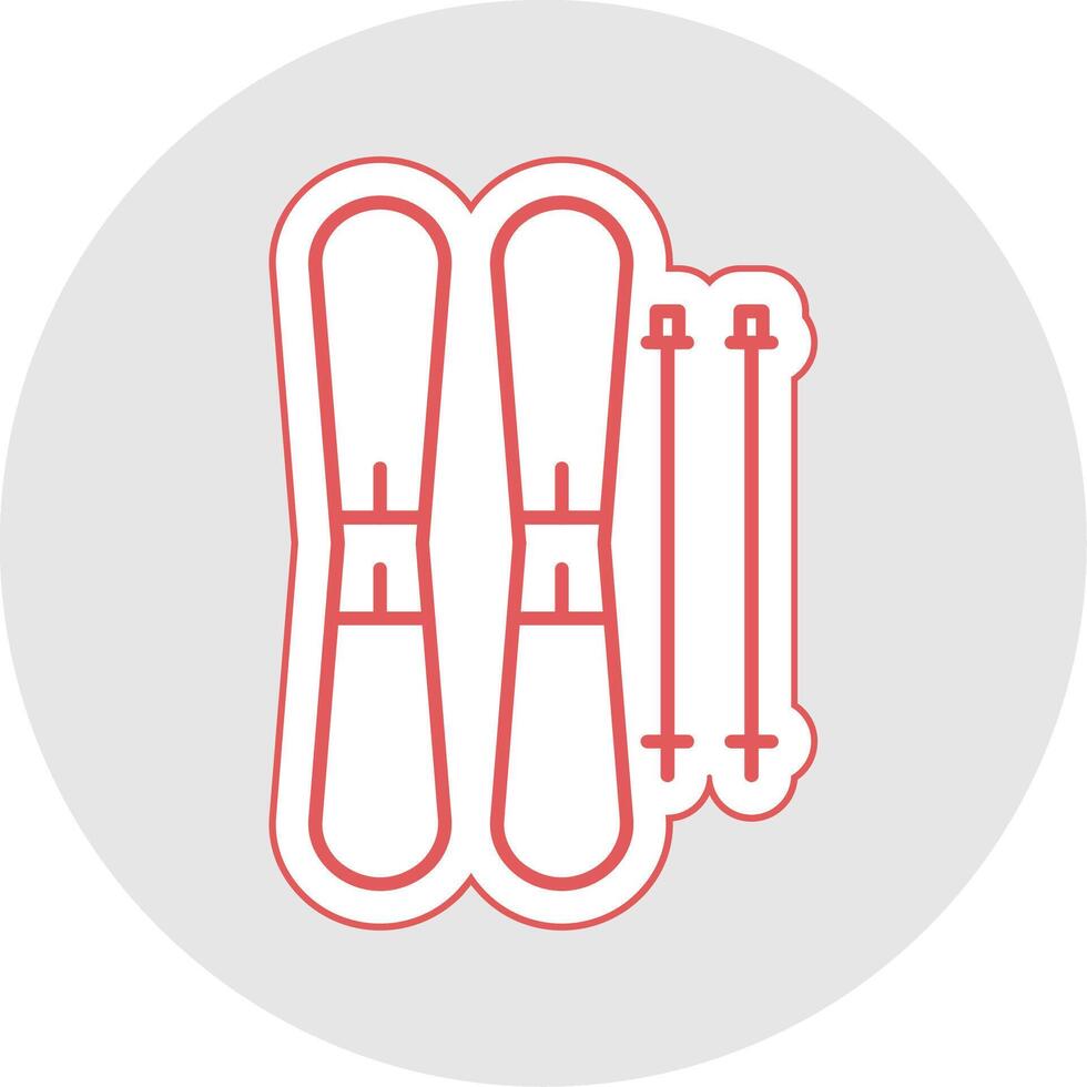 Skis Line Sticker Multicolor Icon vector
