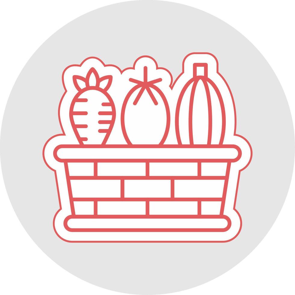 Vegetable Basket Line Sticker Multicolor Icon vector
