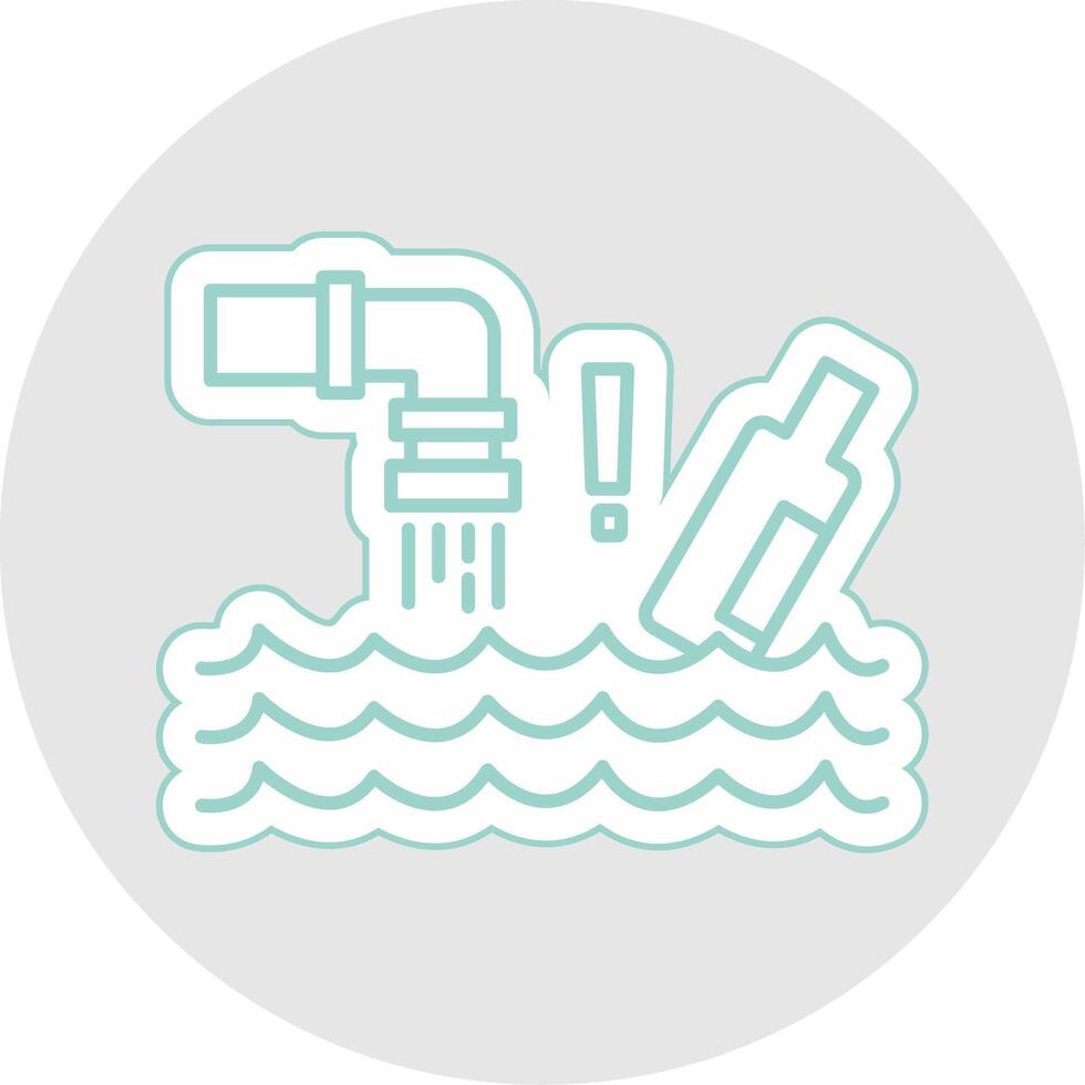 Water Pollution Line Sticker Multicolor Icon vector