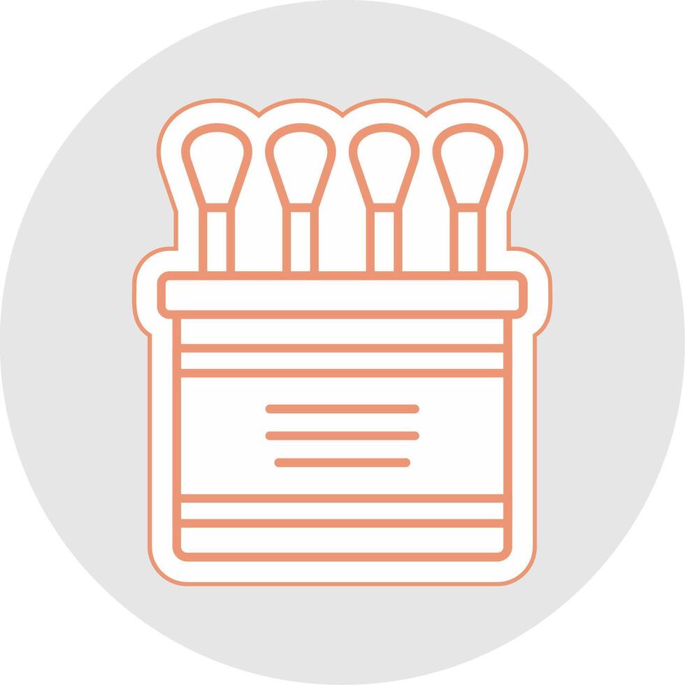 Cotton Swab Line Sticker Multicolor Icon vector