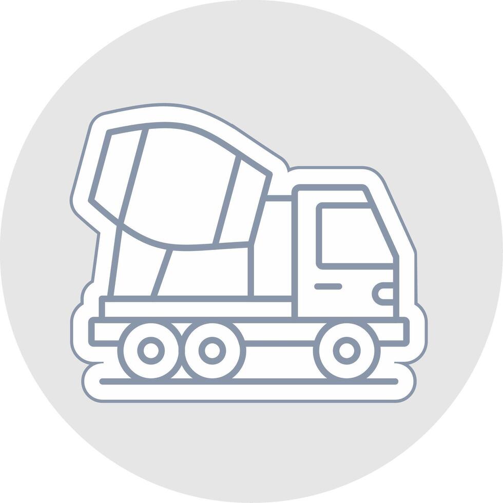 Concrete Mixer Truck Line Sticker Multicolor Icon vector