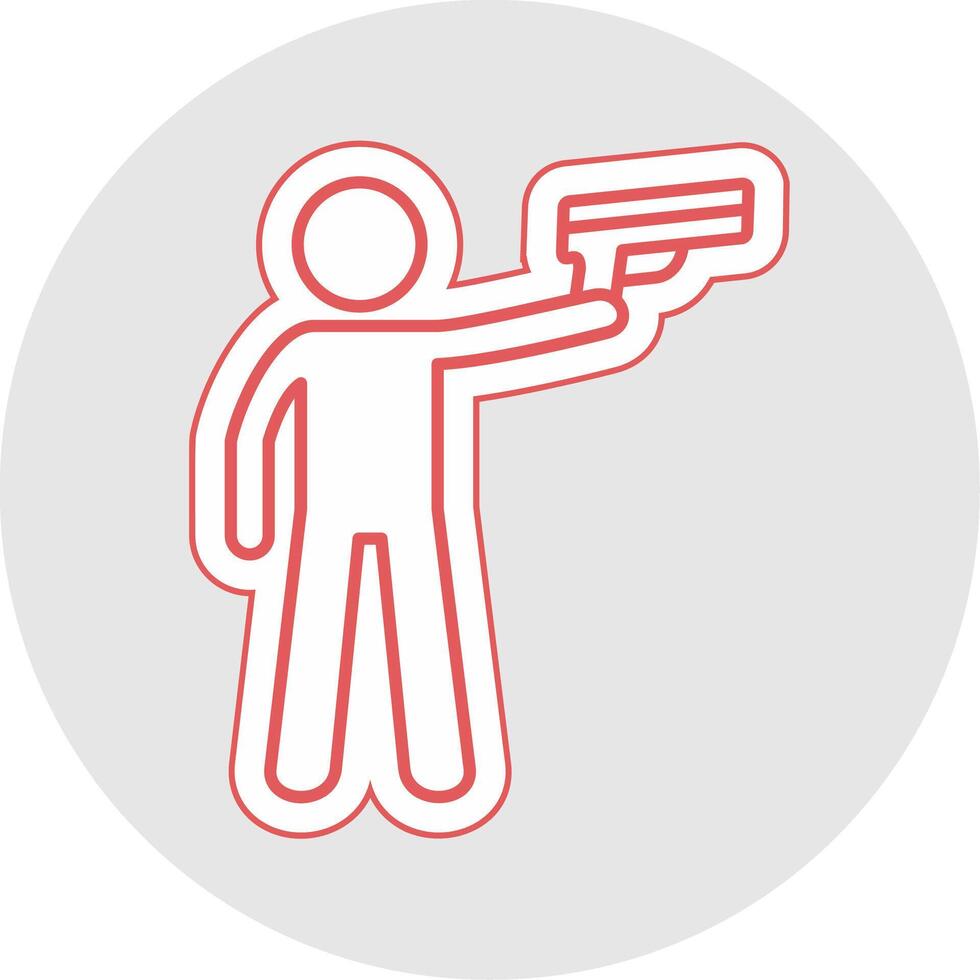 Policeman Holding Gun Line Sticker Multicolor Icon vector