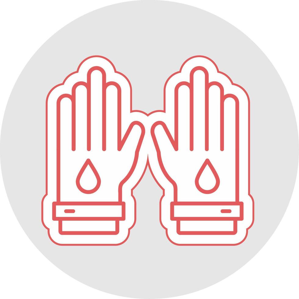 trabajando guantes línea pegatina multicolor icono vector