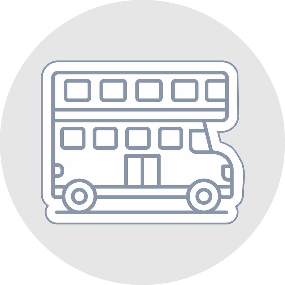 Double Bus Line Sticker Multicolor Icon vector