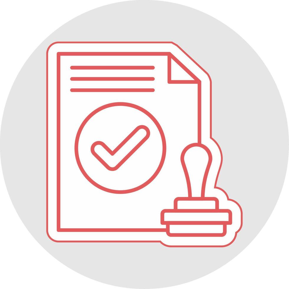 Approval Line Sticker Multicolor Icon vector