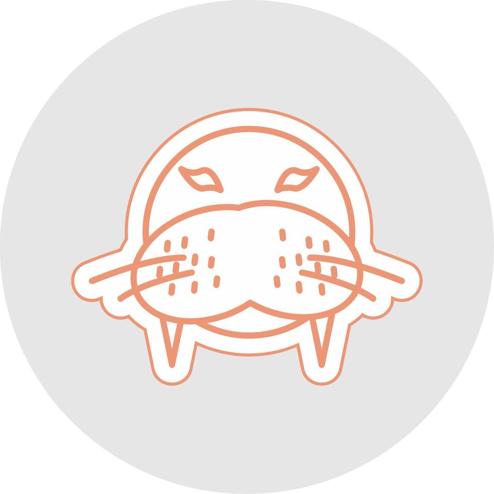 Walrus Line Sticker Multicolor Icon vector