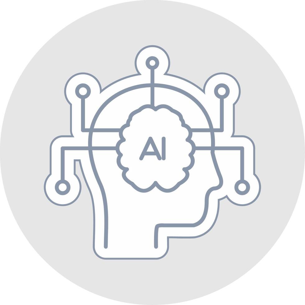 Artificial Intelligence Line Sticker Multicolor Icon vector