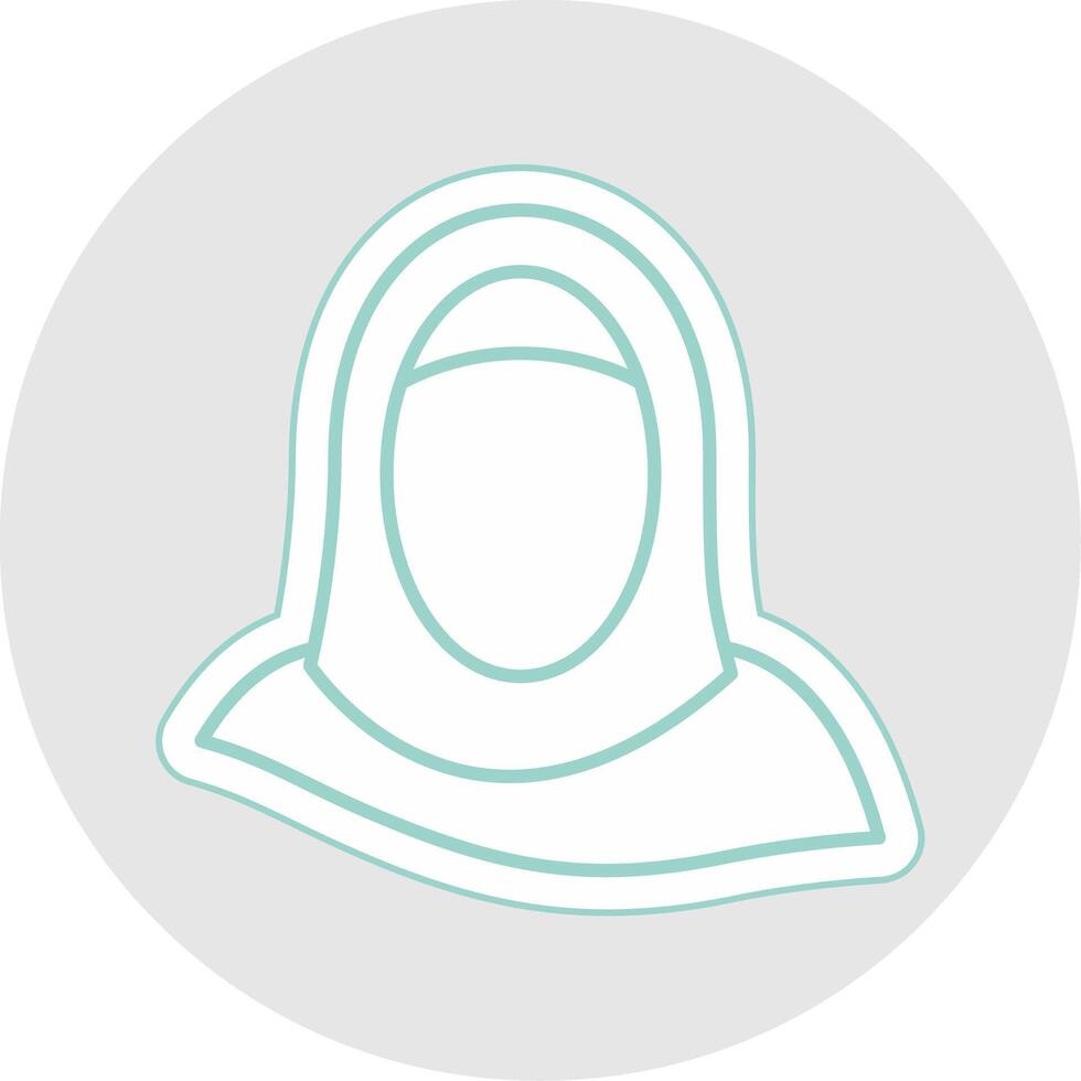 hijab línea pegatina multicolor icono vector