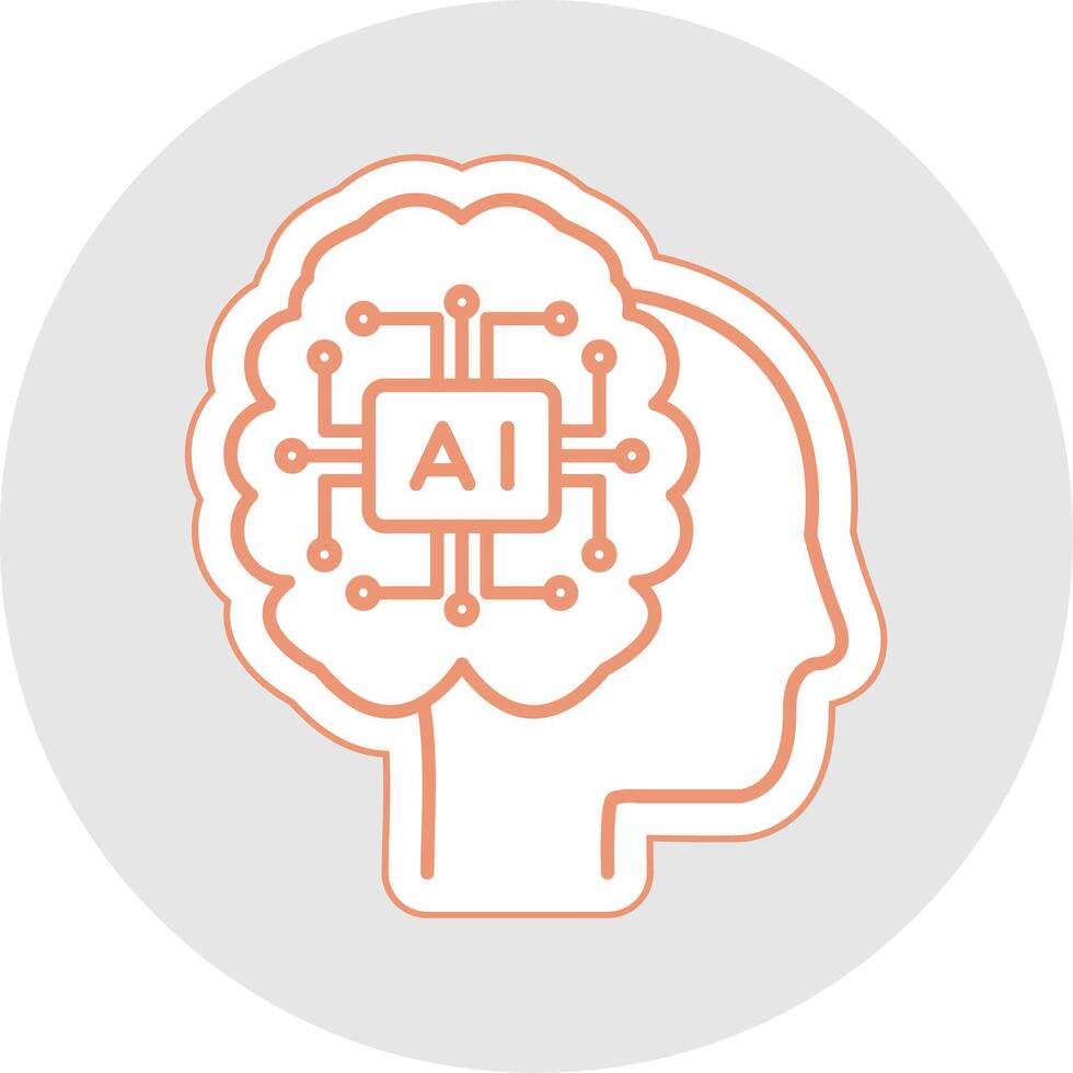 Artificial Intelligence Line Sticker Multicolor Icon vector