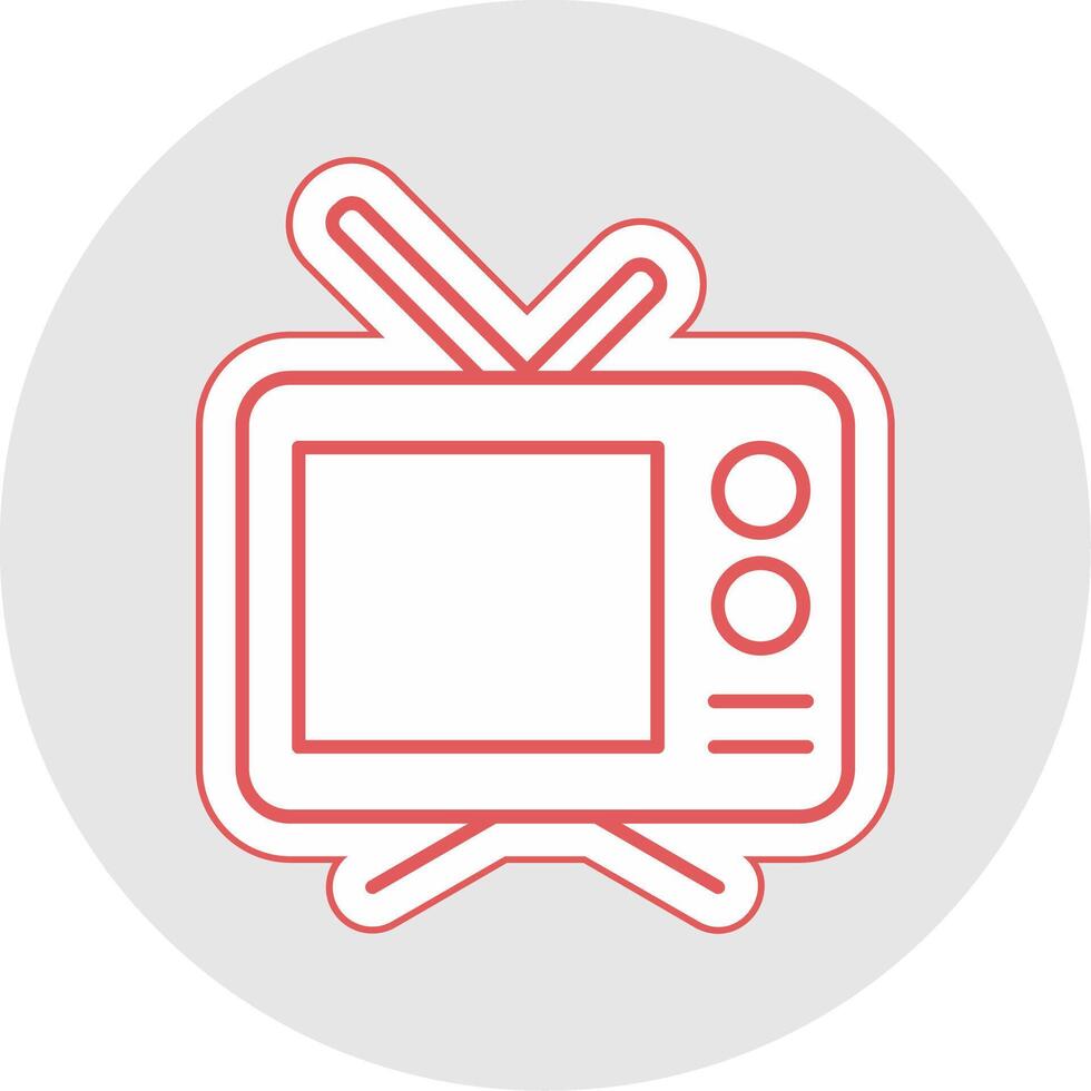 televisión línea pegatina multicolor icono vector