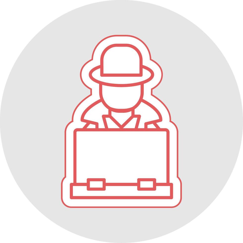 Hacker Line Sticker Multicolor Icon vector