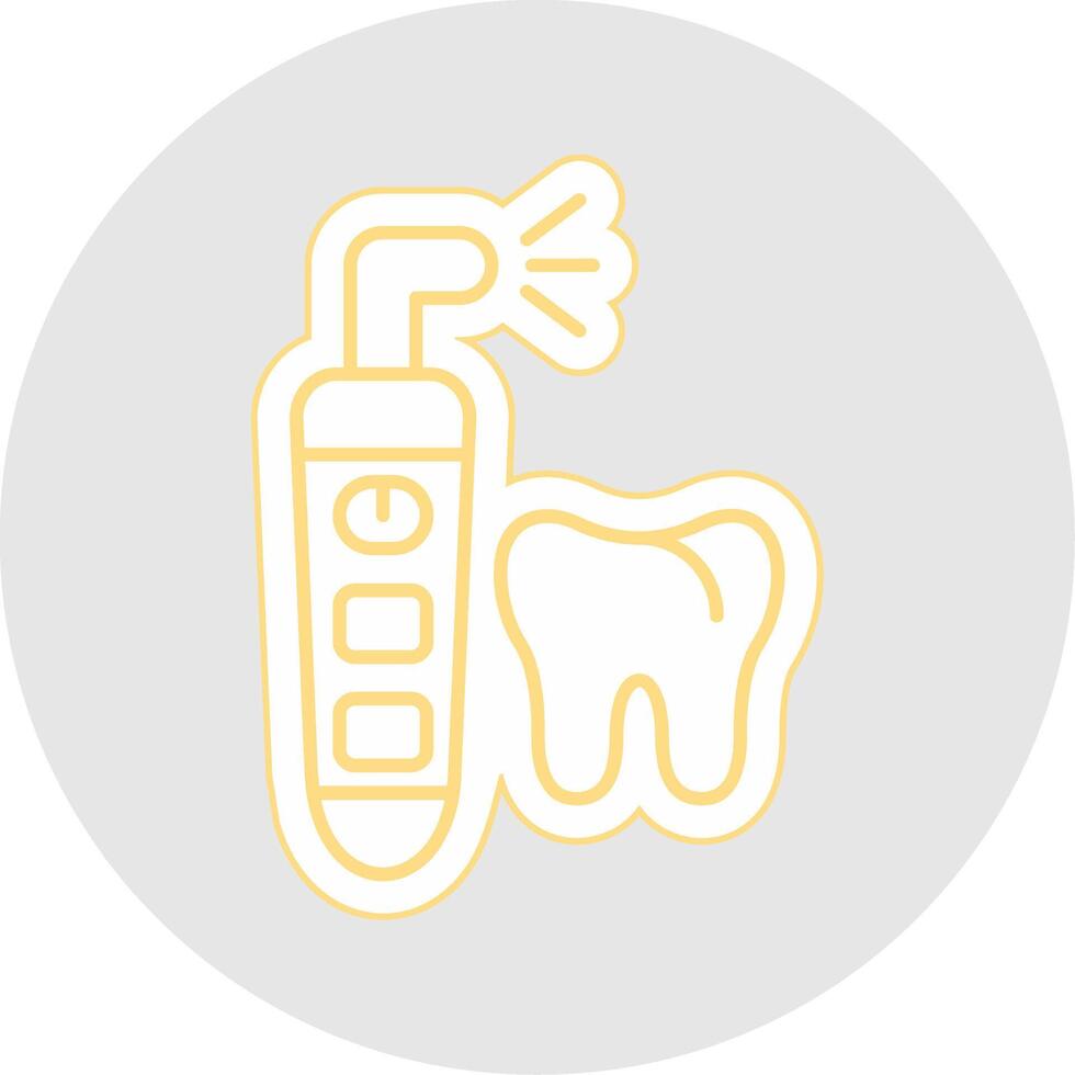 dental irrigador línea pegatina multicolor icono vector