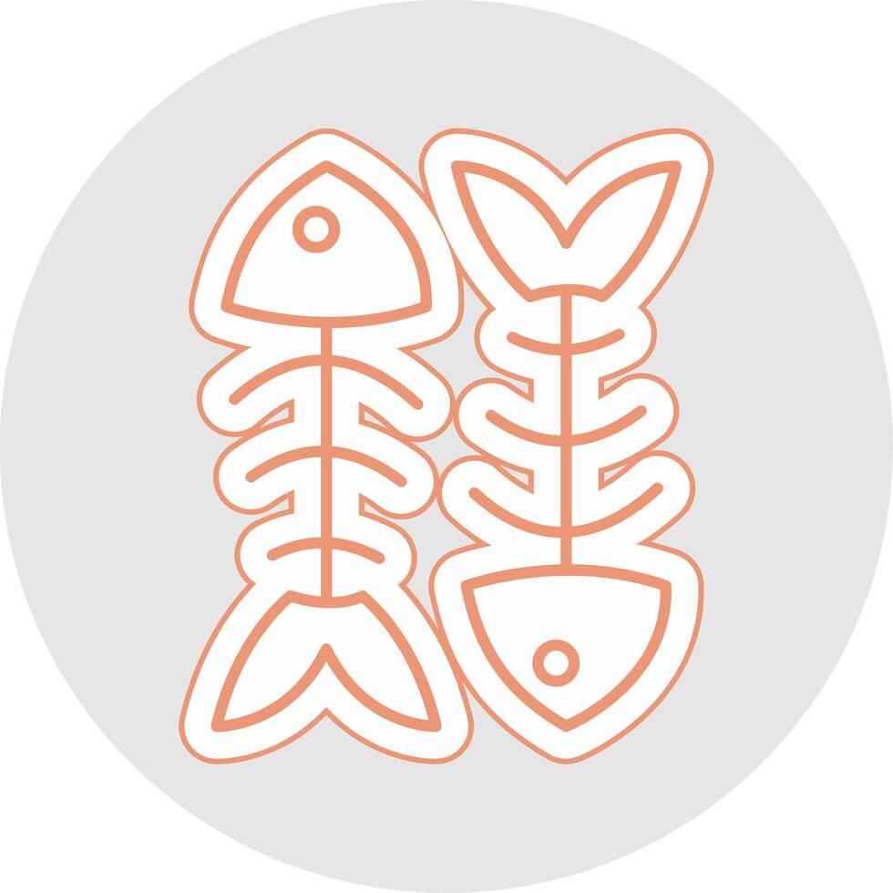 Fishbone Line Sticker Multicolor Icon vector