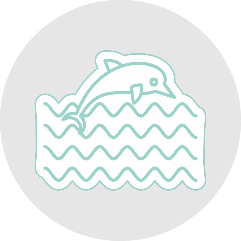 Dolphin Line Sticker Multicolor Icon vector