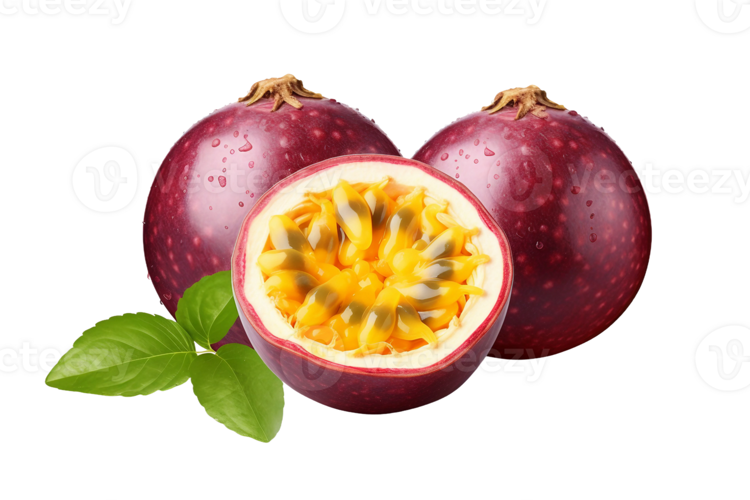 AI generated Vibrant Passion Fruit Slice on Transparent background png