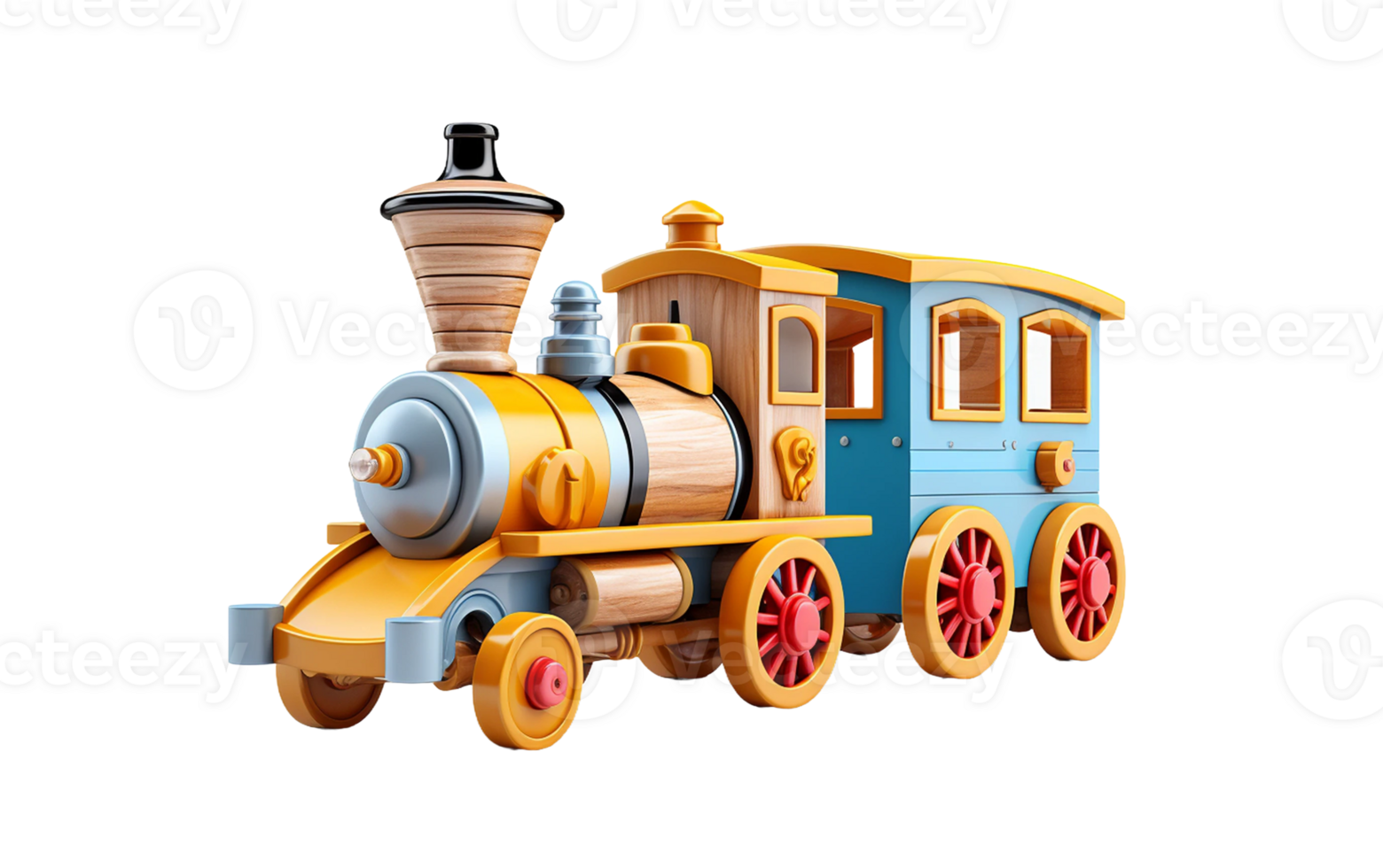 AI generated Toy Train on White Transparent Background png