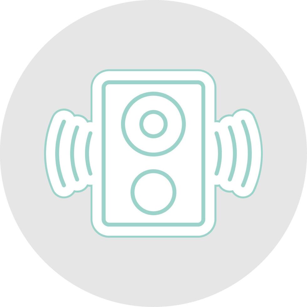 altavoz línea pegatina multicolor icono vector