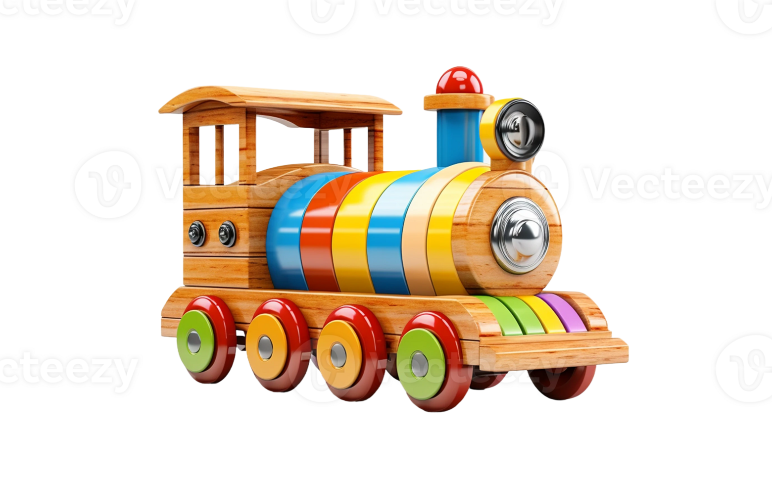 AI generated Toy Wooden Train on White Transparent Background png