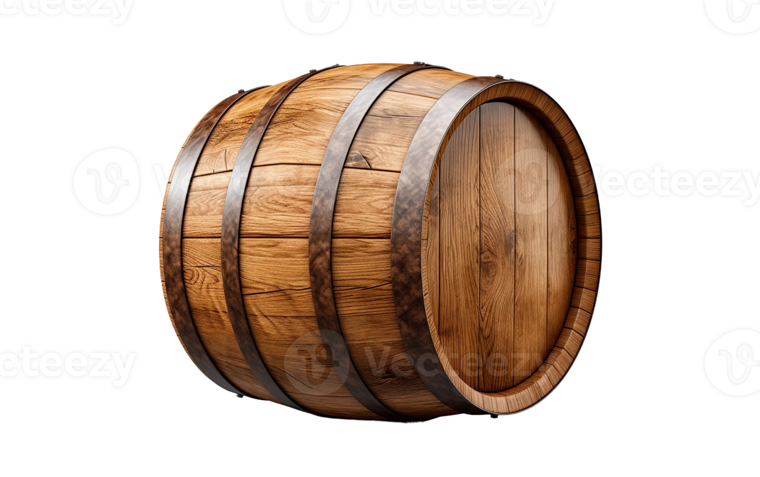 AI generated Wooden Barrel on White Transparent Background png