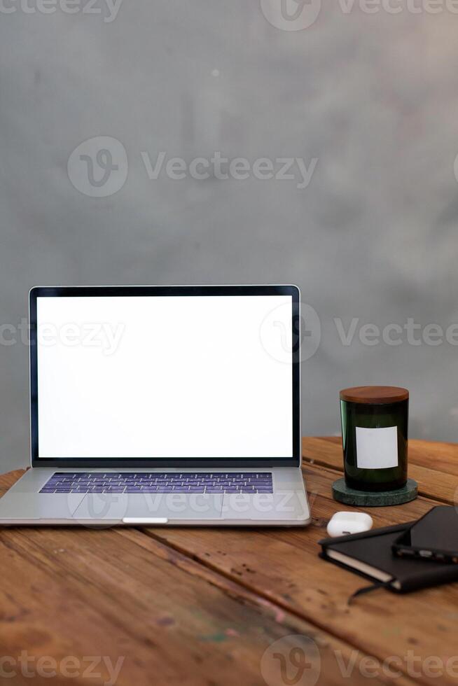 Empty screen laptop mockup template for banners and other design purposes, laptop with an empty blank screen photo