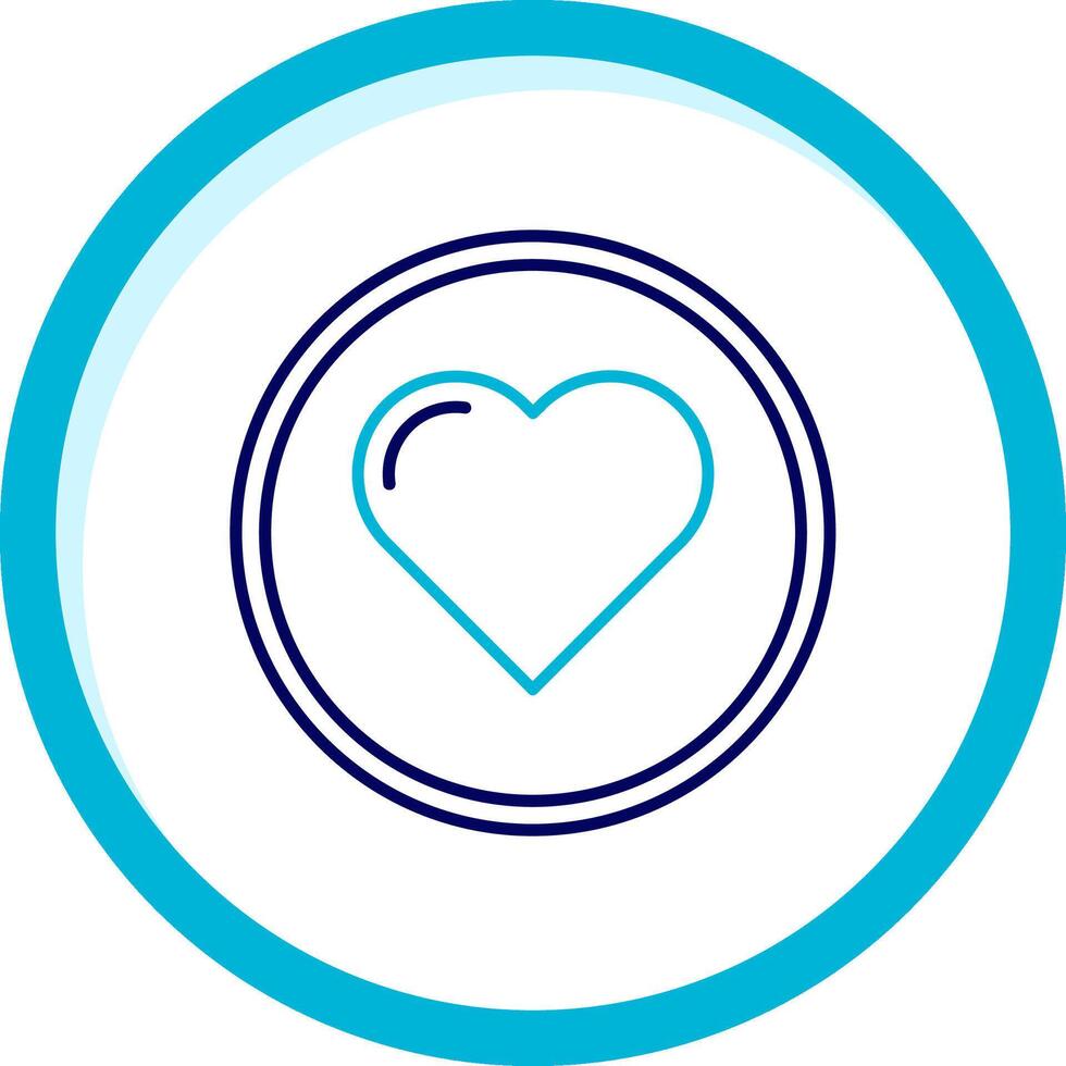 Heart Two Color Blue Circle Icon vector