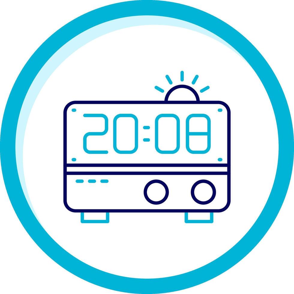 alarma reloj dos color azul circulo icono vector