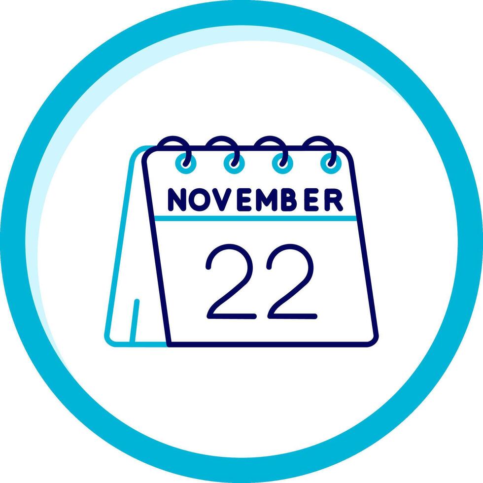 22nd of November Two Color Blue Circle Icon vector