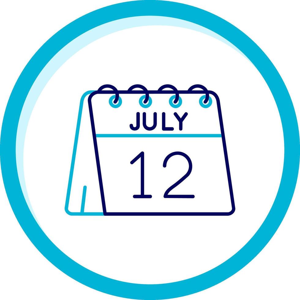 12mo de julio dos color azul circulo icono vector