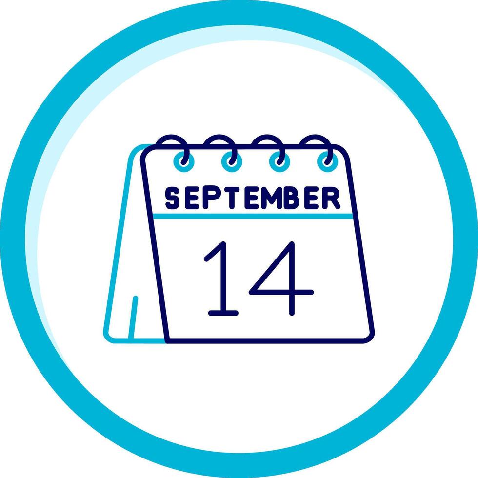 14to de septiembre dos color azul circulo icono vector