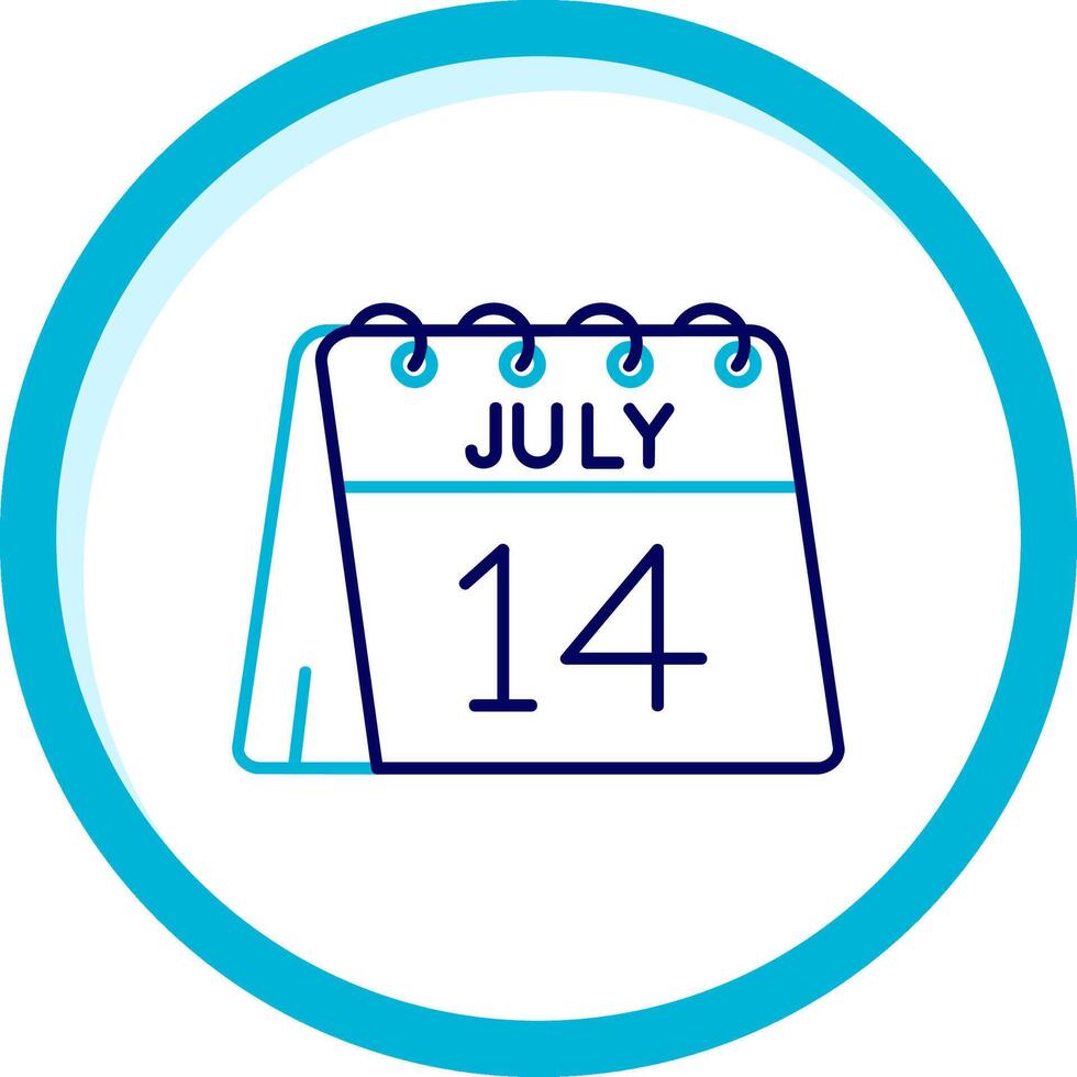 14to de julio dos color azul circulo icono vector