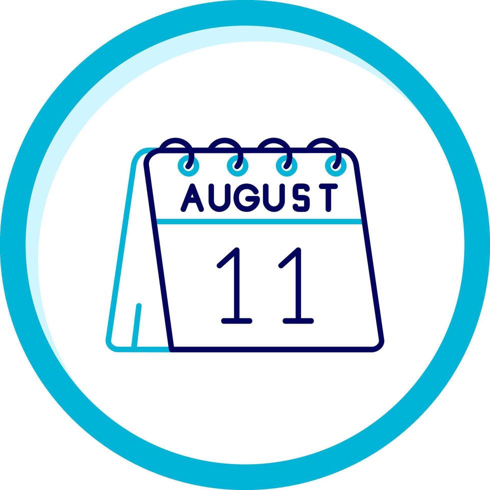 11 de agosto dos color azul circulo icono vector