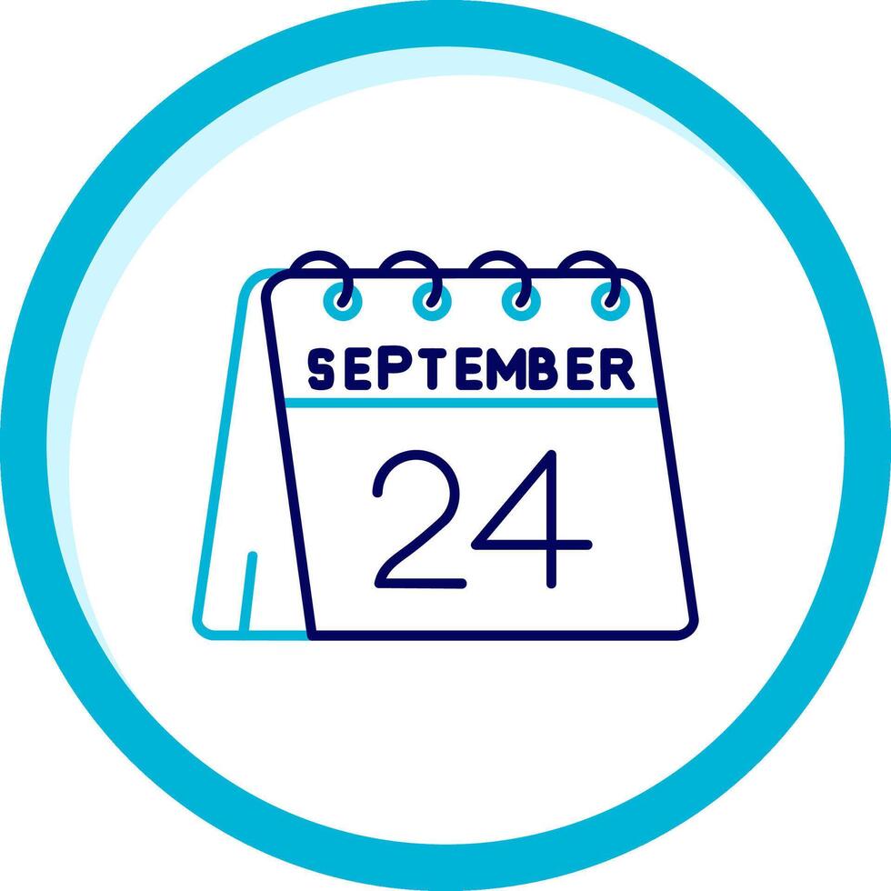 24th of September Two Color Blue Circle Icon vector