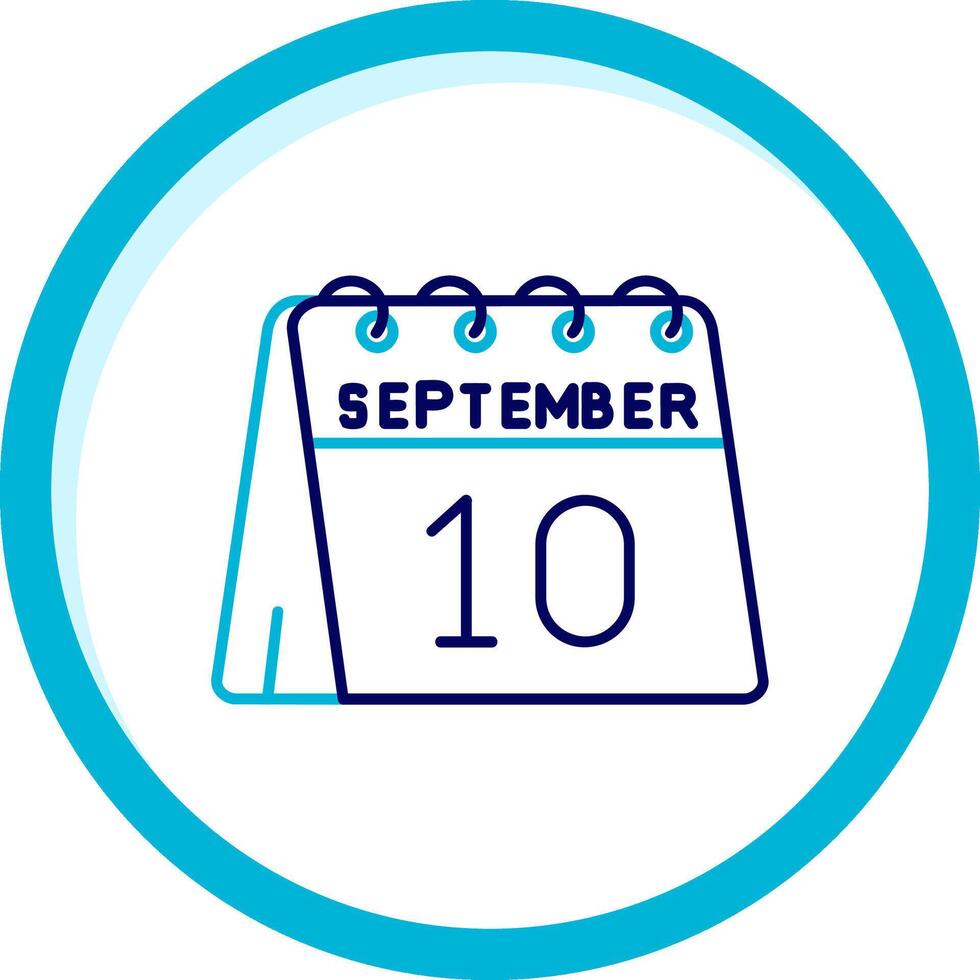 10th of September Two Color Blue Circle Icon vector